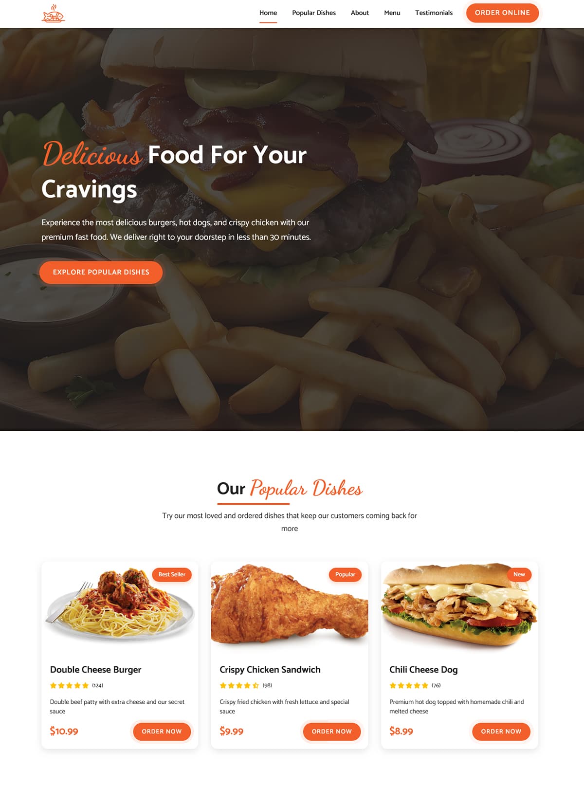 Fast Food Restaurant Website Template