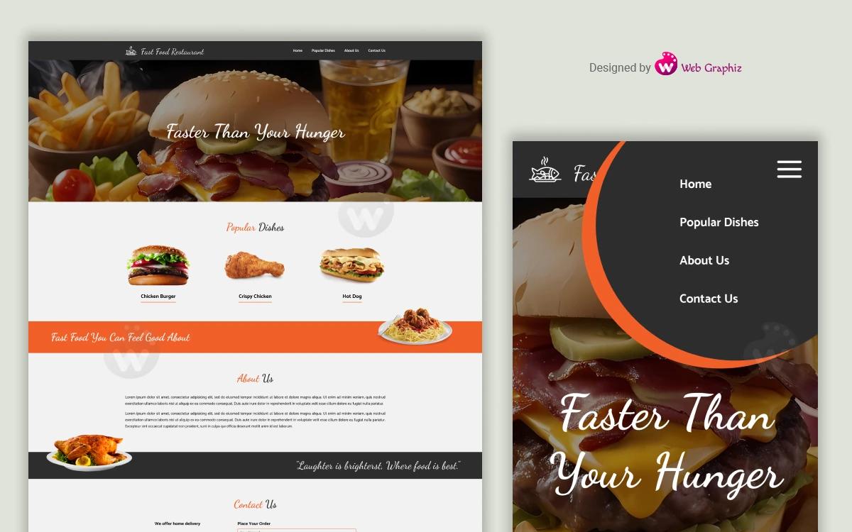Fast Food Restaurant - Single Page Web Template
