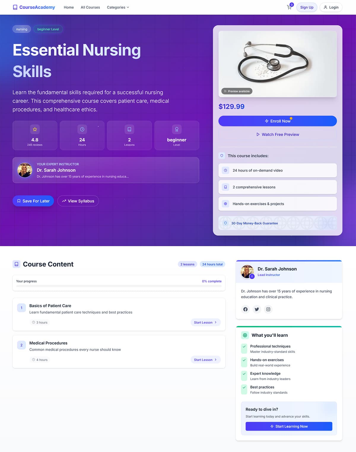 Online Course Academy - A Modern EdTech Website