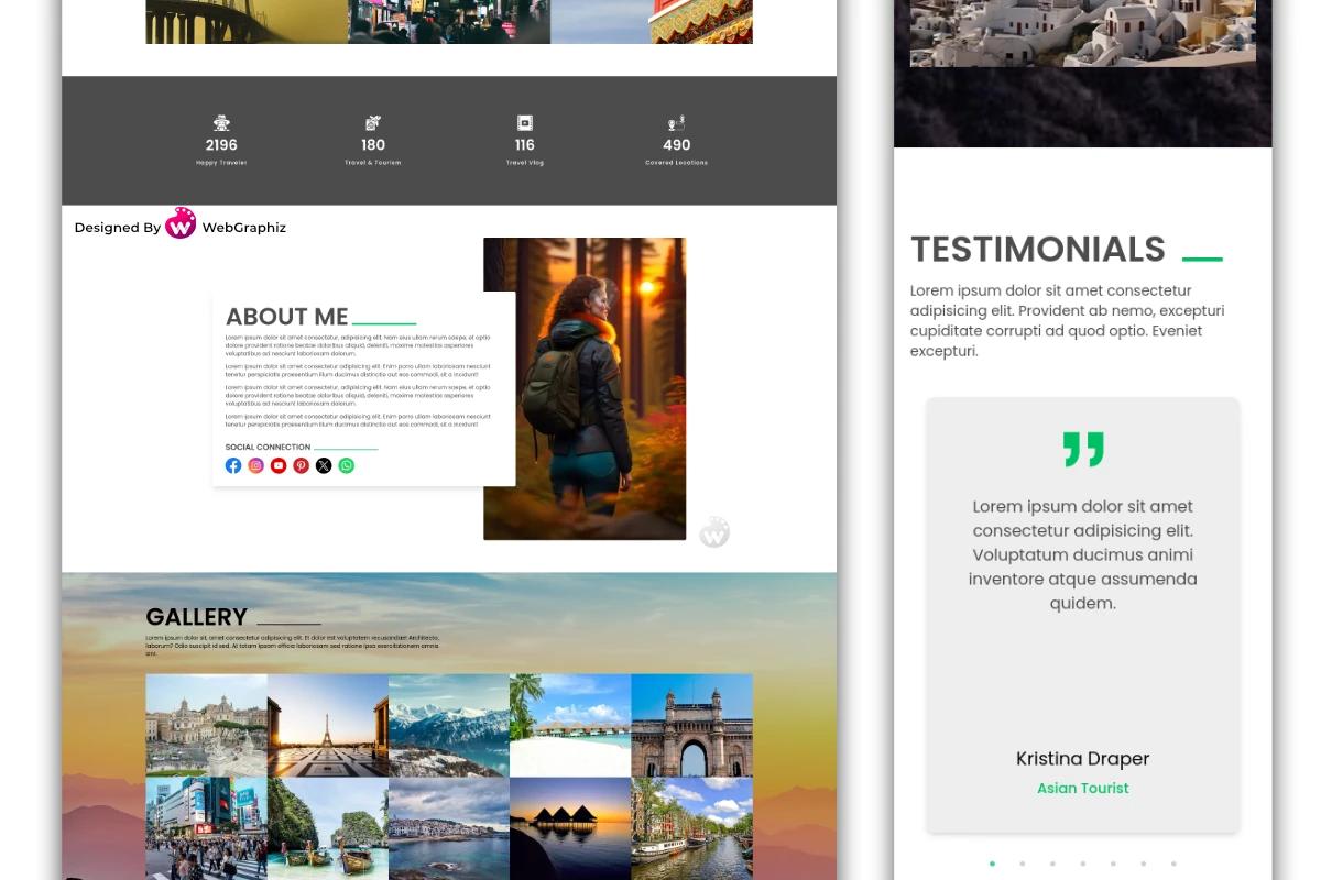 Travel Guide Website Portfolio Template: Perfect for Travel Enthusiasts