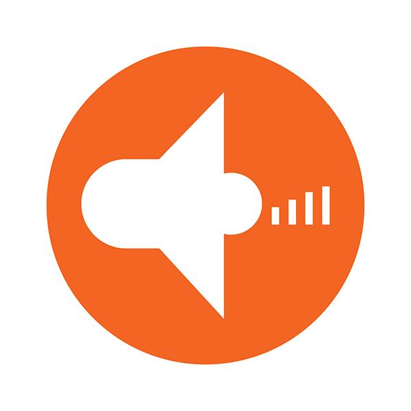 Orange Colour Circle Volume Up Icon