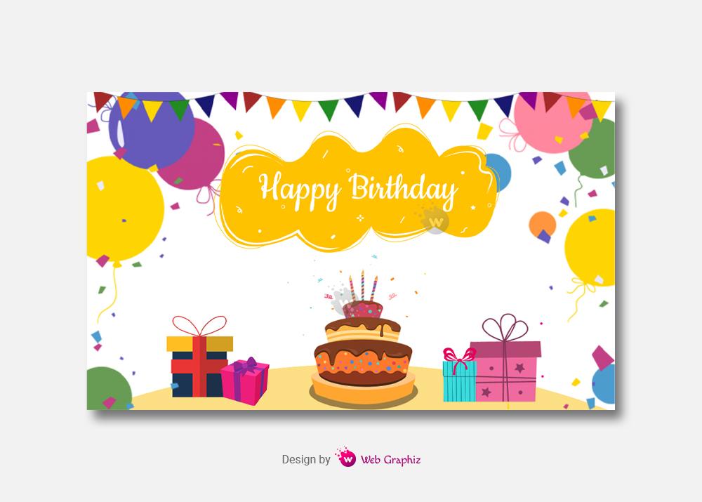 Birthday Card Cerebration - Yellow