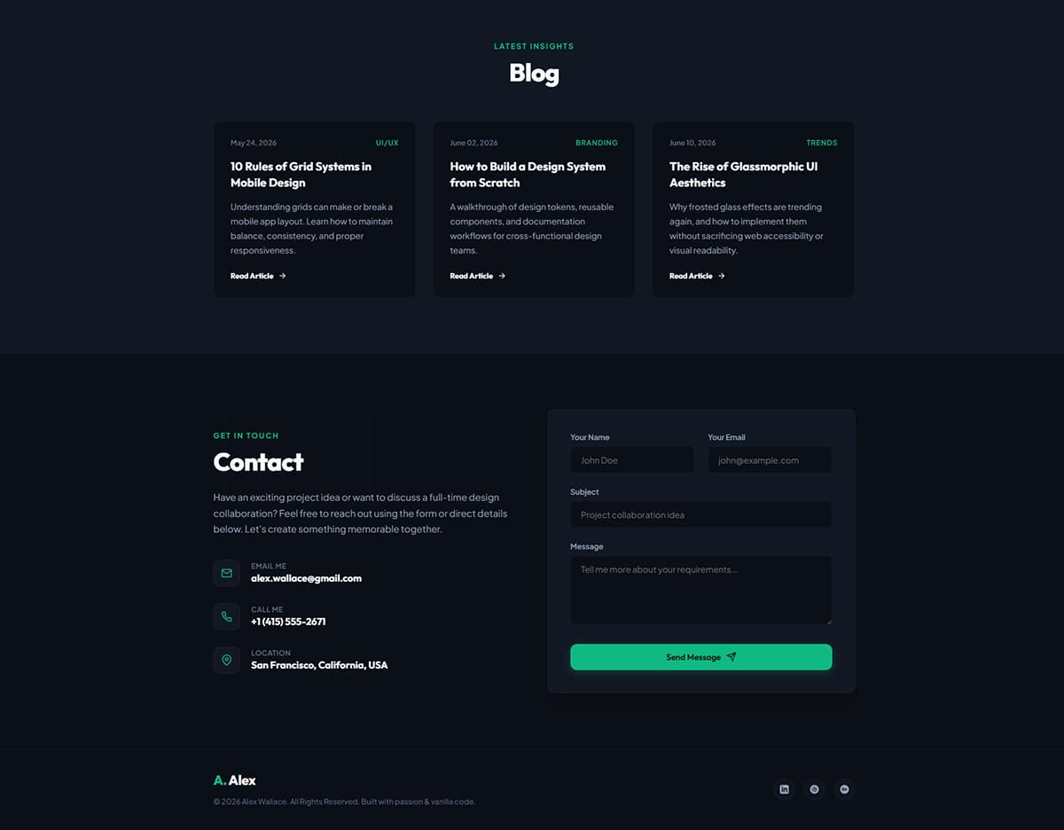 Alex -UI/UX Designer Portfolio preview 2