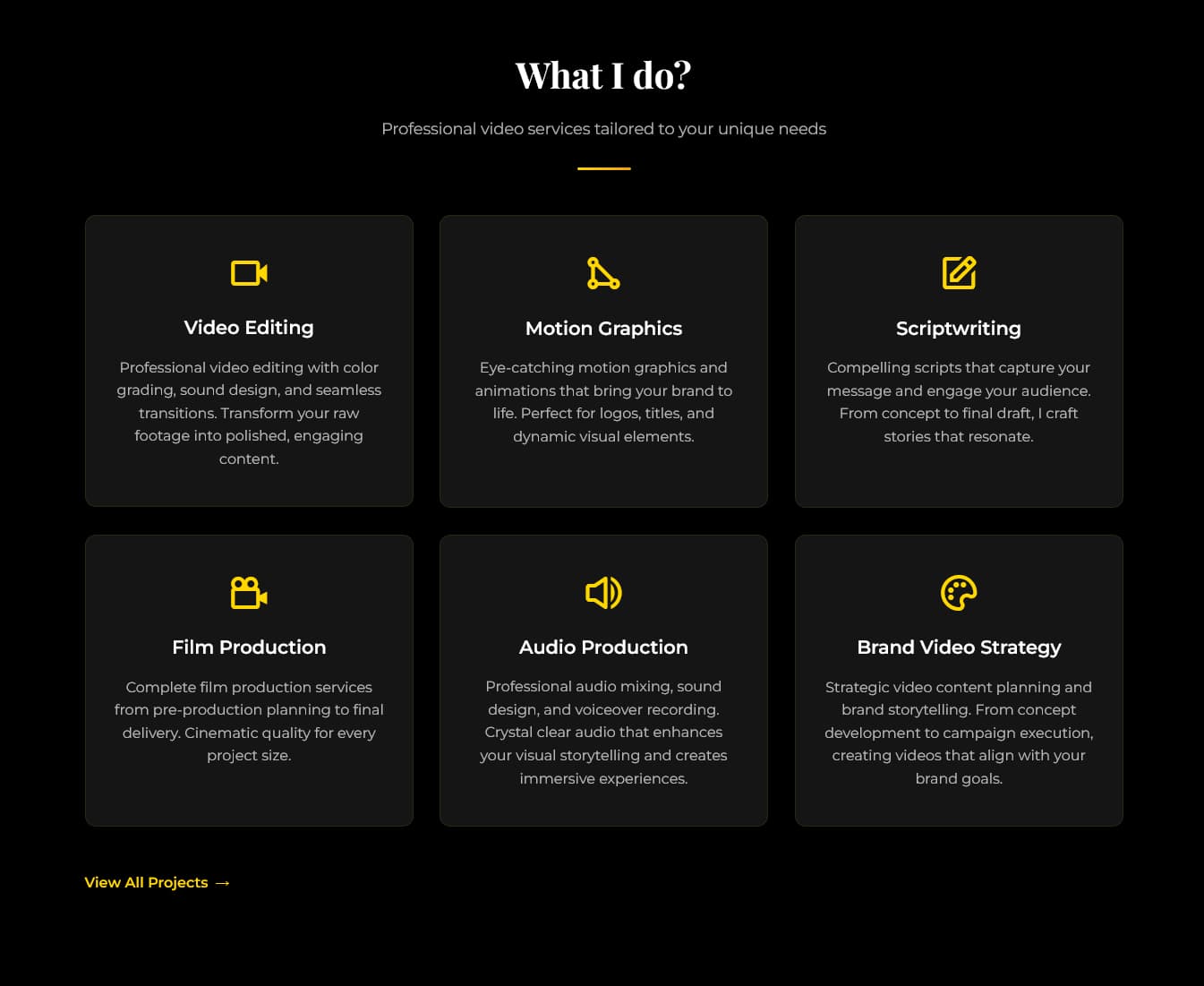 VIDEOGRAPHY - Video editor portfolio template preview 1