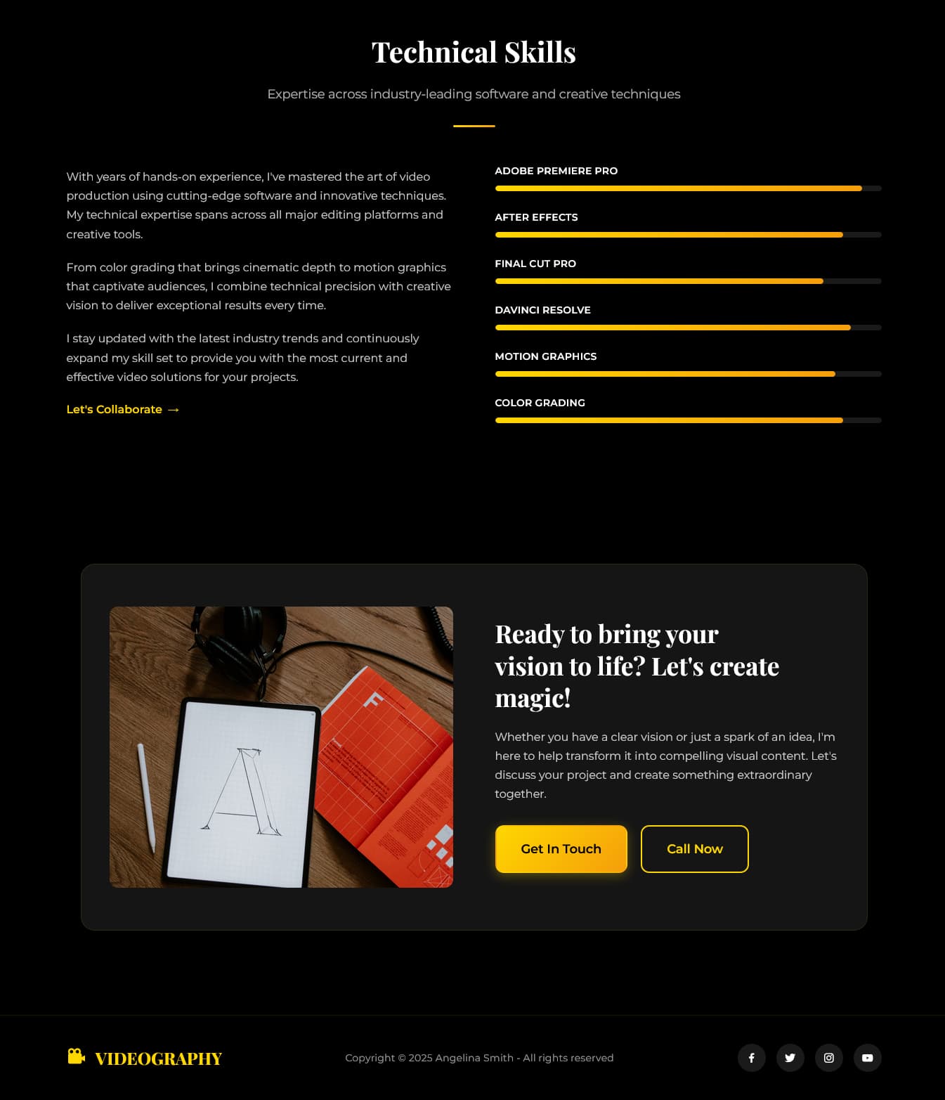 VIDEOGRAPHY - Video editor portfolio template preview 4