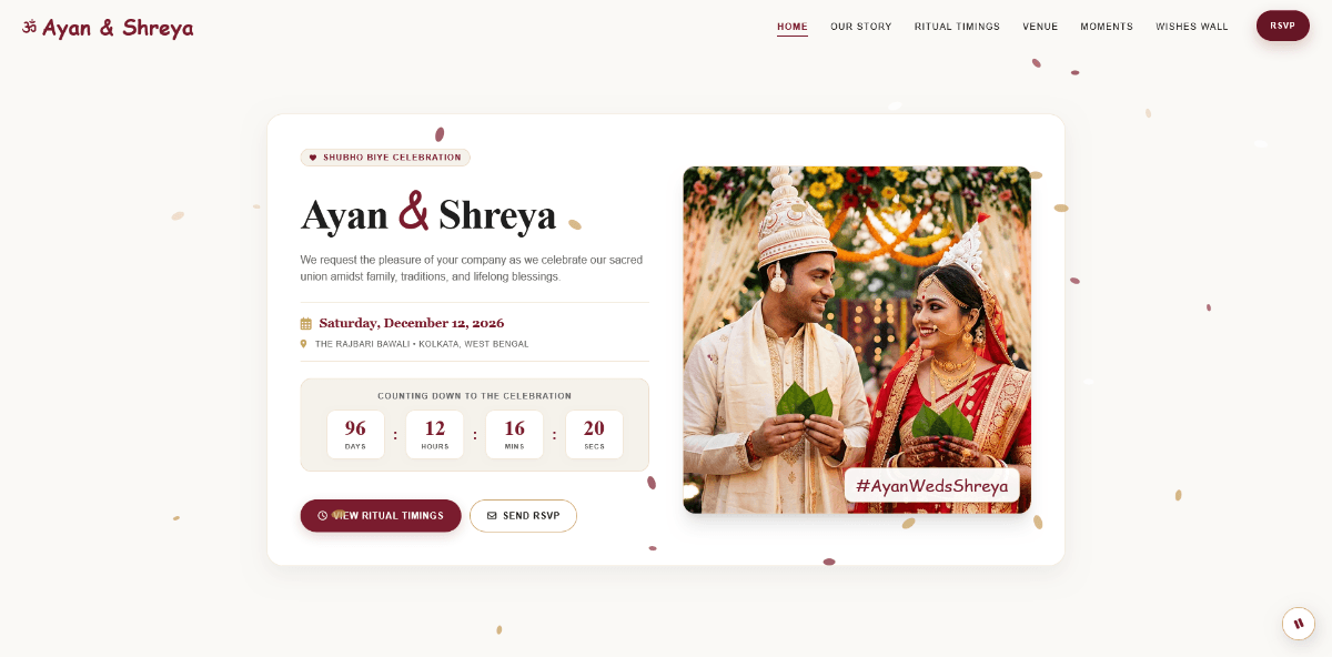 Ayan & Shreya - Royal Bengali Wedding Invitation Website