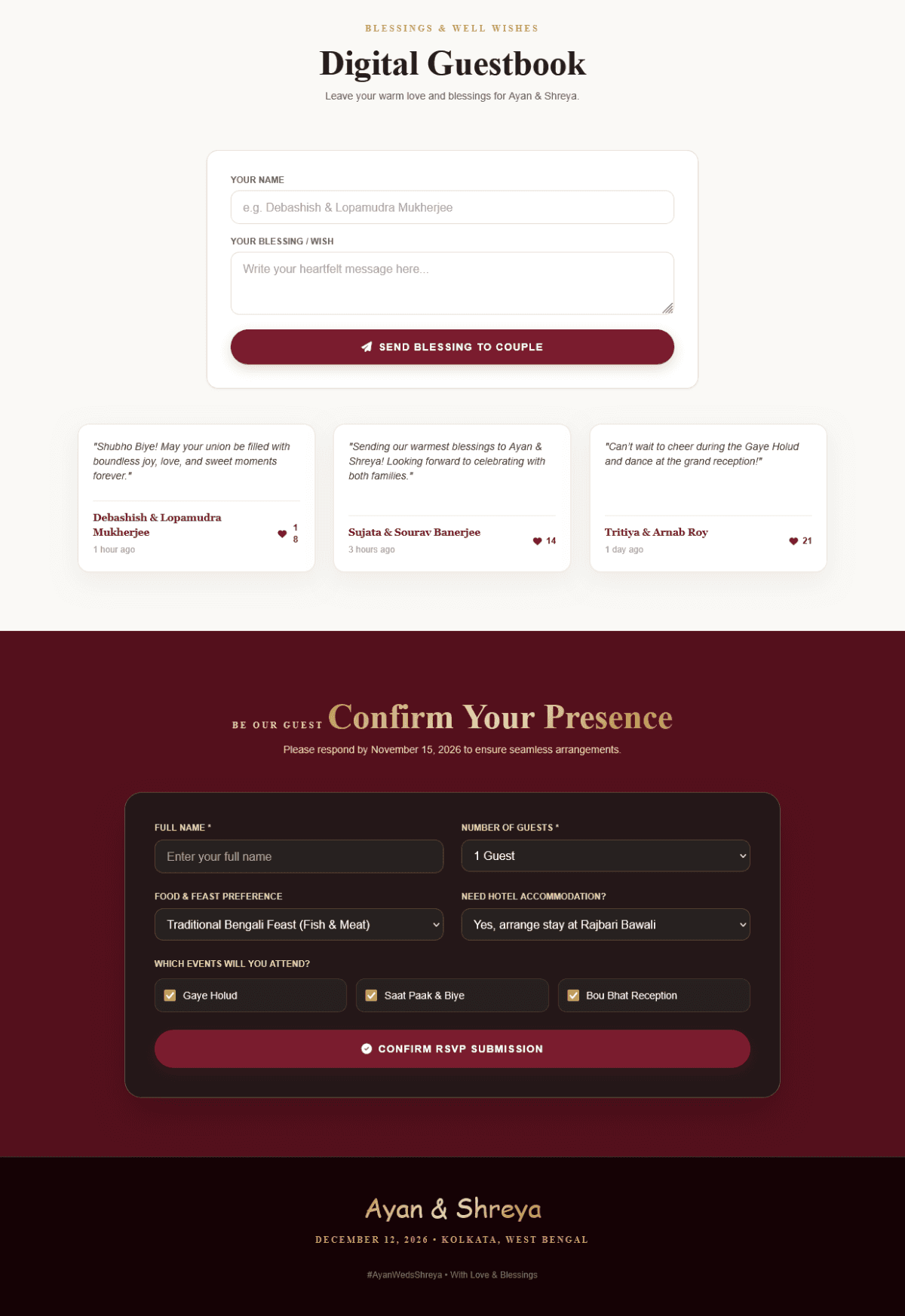 Ayan & Shreya - Royal Bengali Wedding Invitation Website preview 3