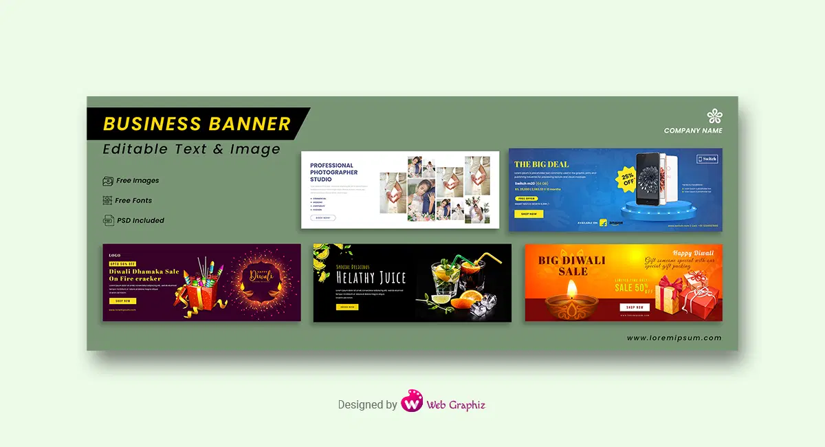 Website template selling banner