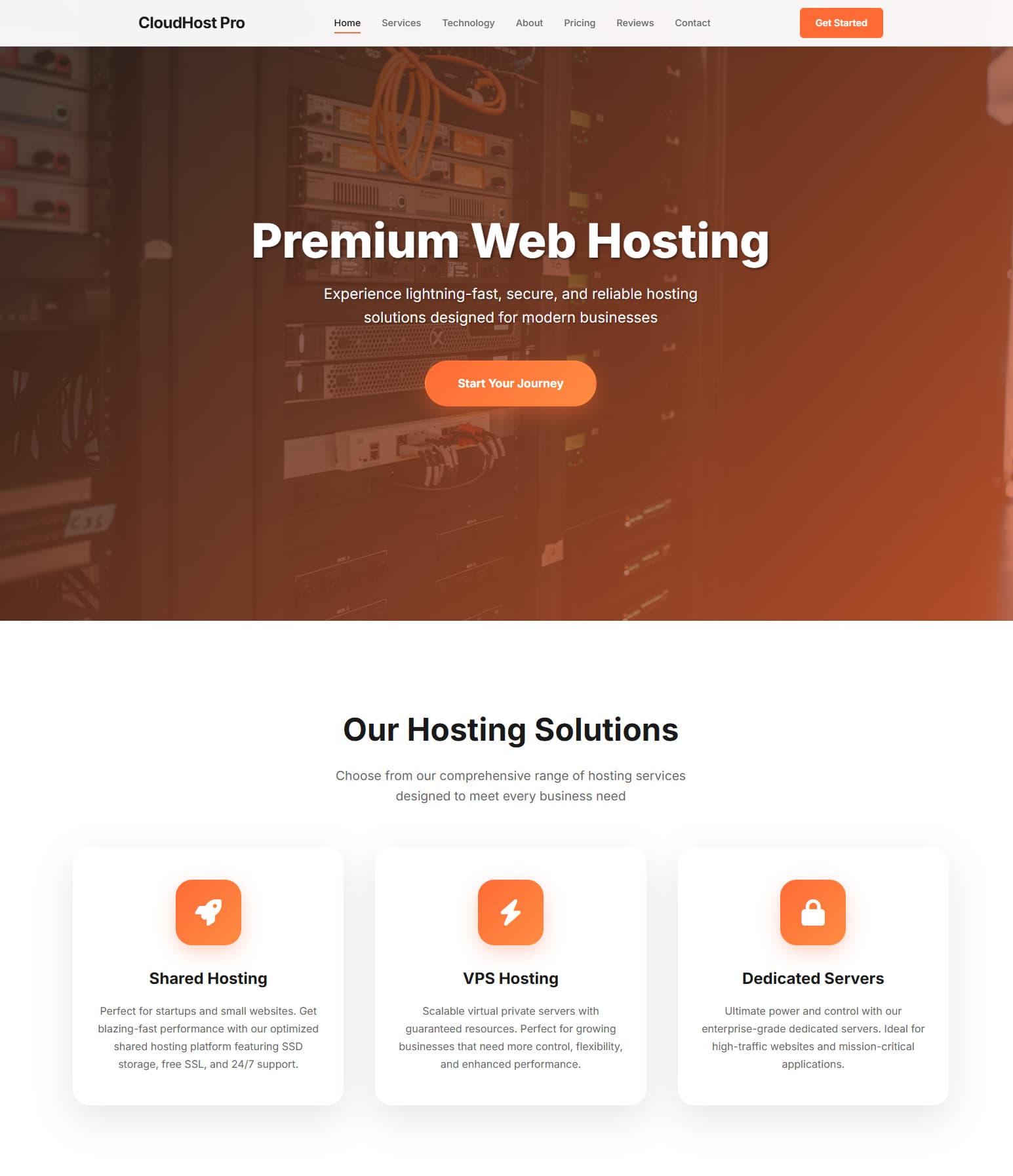 CloudHost Pro - Web Hosting Website Landing Page