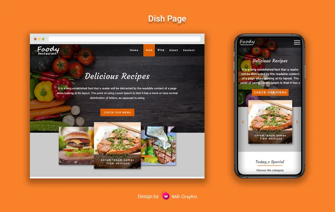 Foody Restaurant - A multiple page restaurant website