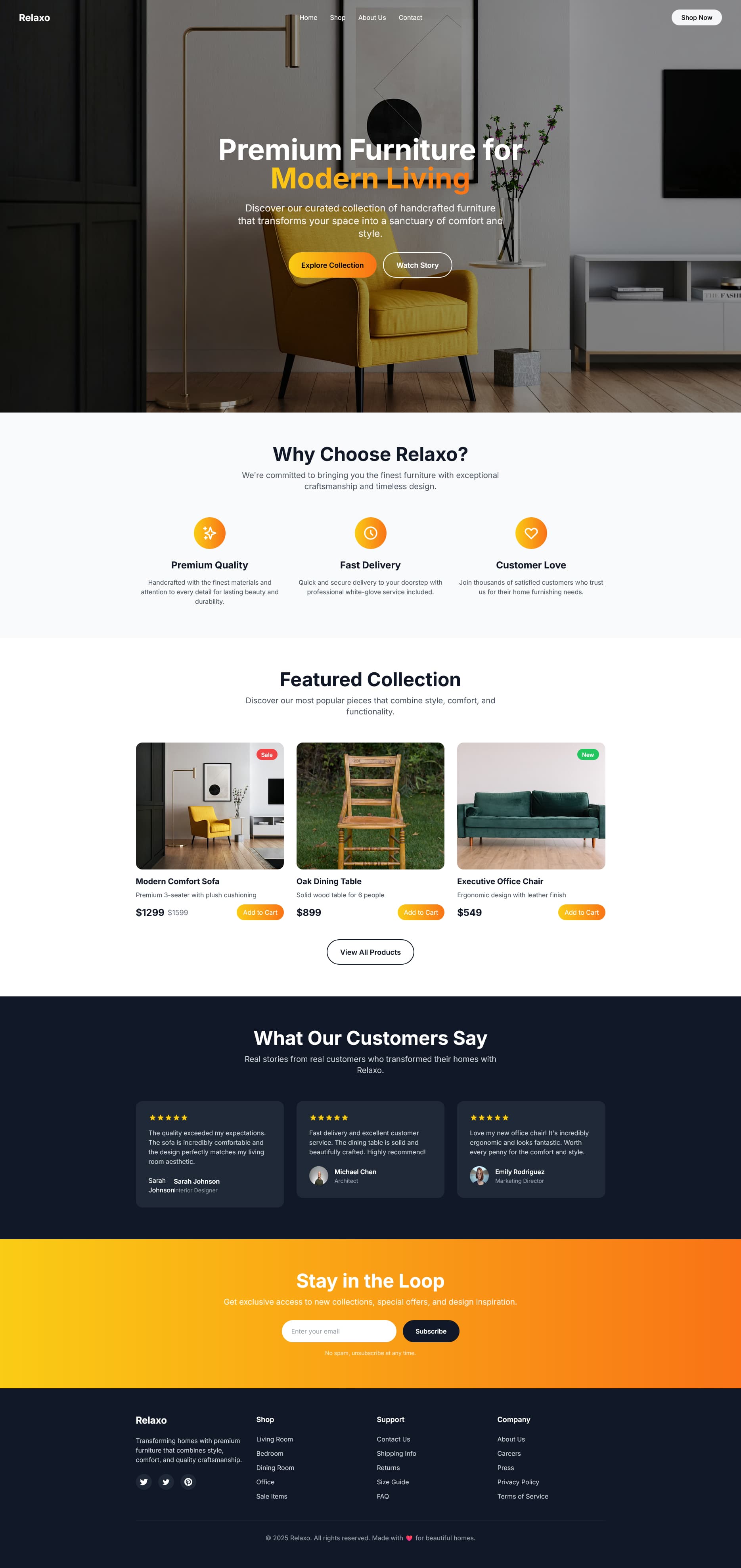 Relaxo - Furniture E-Commerce Platform
