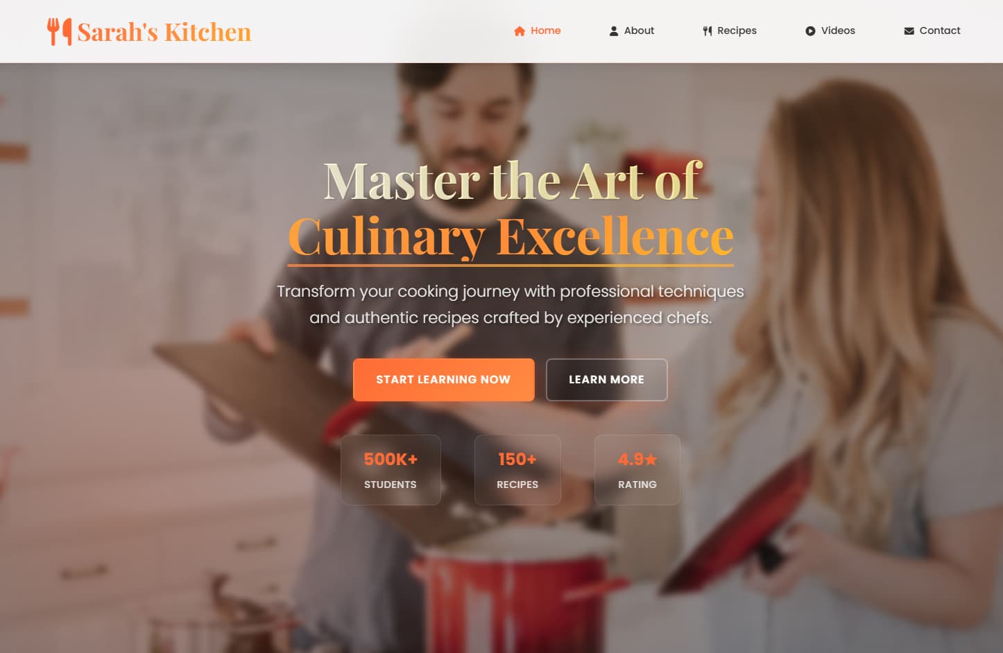 Sarah's Kitchen - YouTube Cooking Channel Website Template