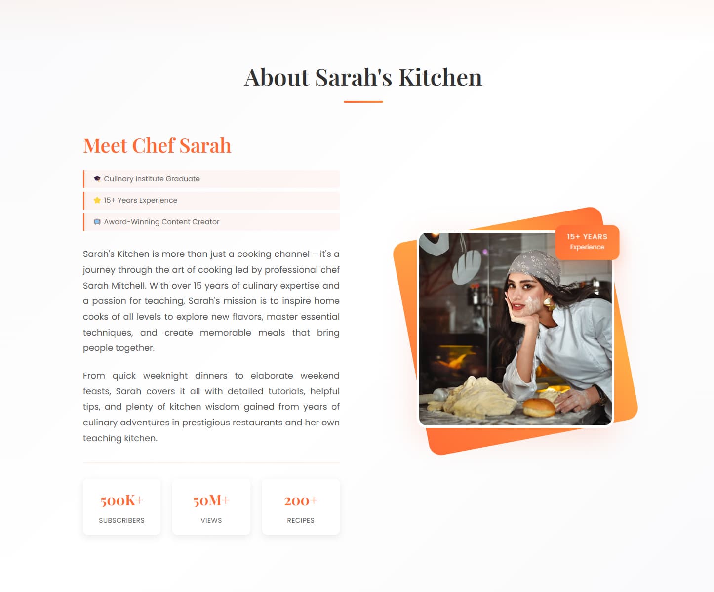 Sarah's Kitchen - YouTube Cooking Channel Website Template preview 1