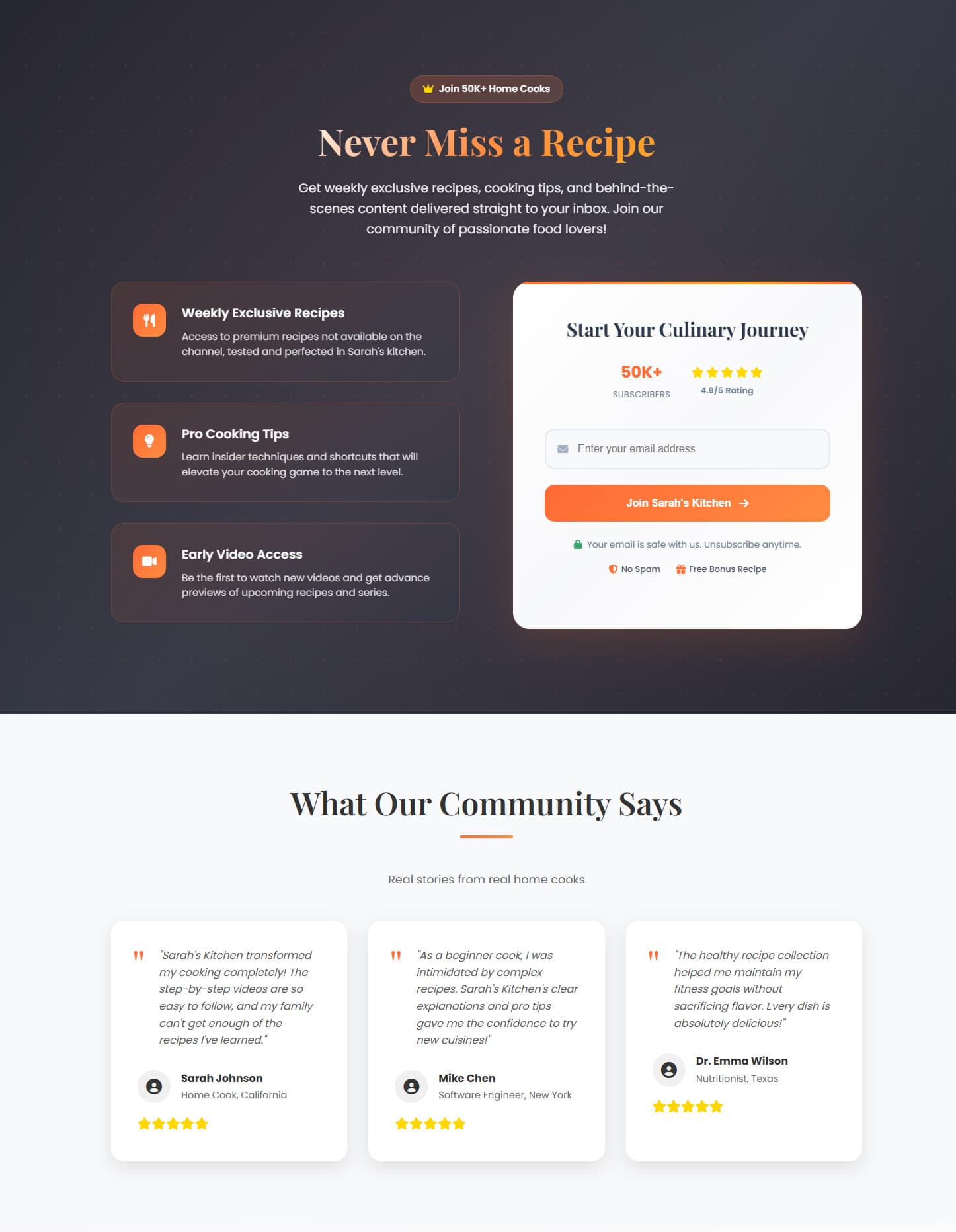 Sarah's Kitchen - YouTube Cooking Channel Website Template preview 4