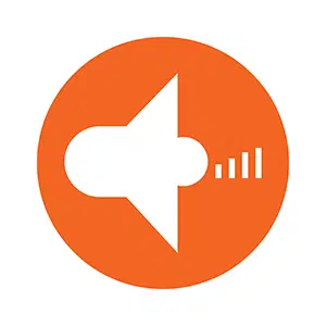 Orange Colour Circle Volume Up Icon