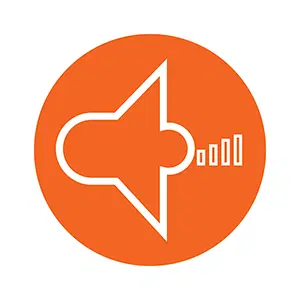 Orange Circle Volume Up Icon
